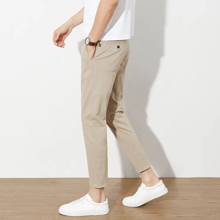 九分裤男秋冬修身小脚韩版潮流弹力百搭休闲裤男纯棉水洗做旧男裤
