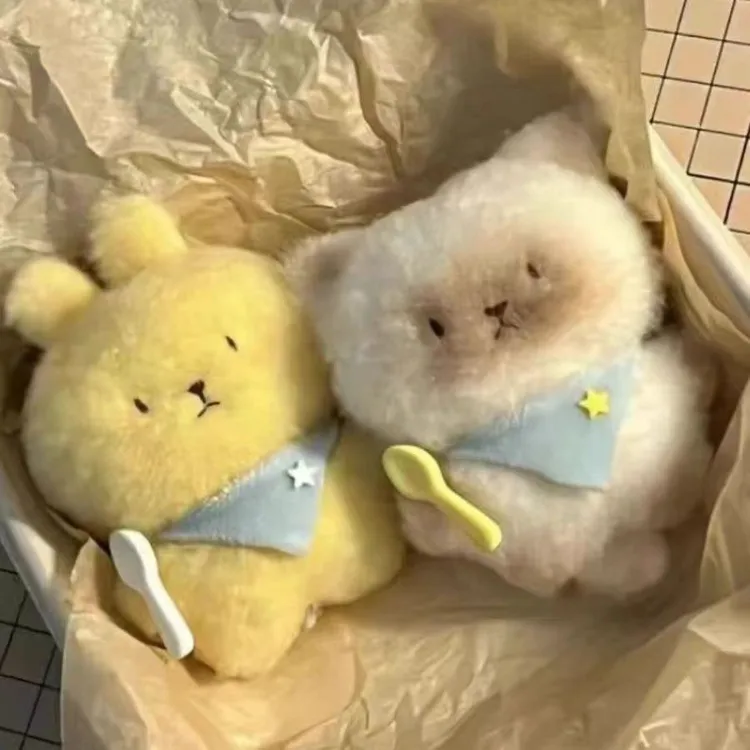 创意手作卡通小猫挂件可爱干饭小兔高颜值小公仔包包挂件毛绒玩偶
