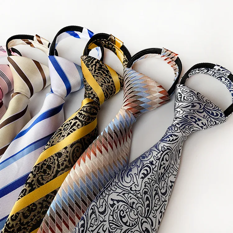 男士时尚潮流上班百搭学生伴郎易拉得个性百搭免打结拉链式领带男