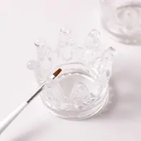 返潮复古美甲工具ins笔架 立体精致浮雕玻璃笔杯冰透皇冠笔架