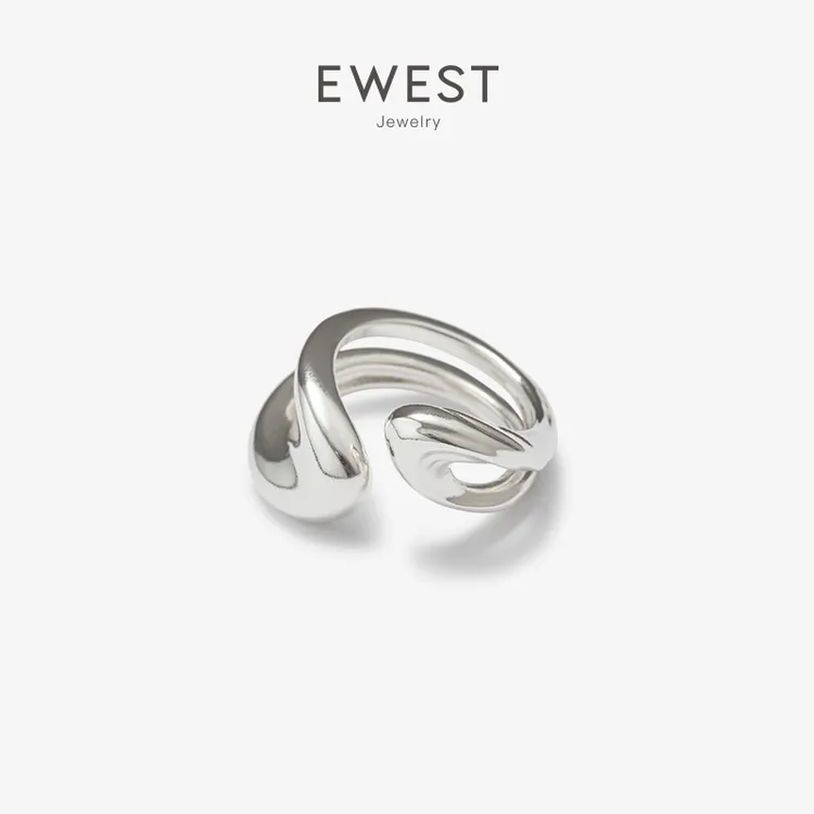 E&West 925银戒指 2023新款小众设计感925银戒指女开口尾戒