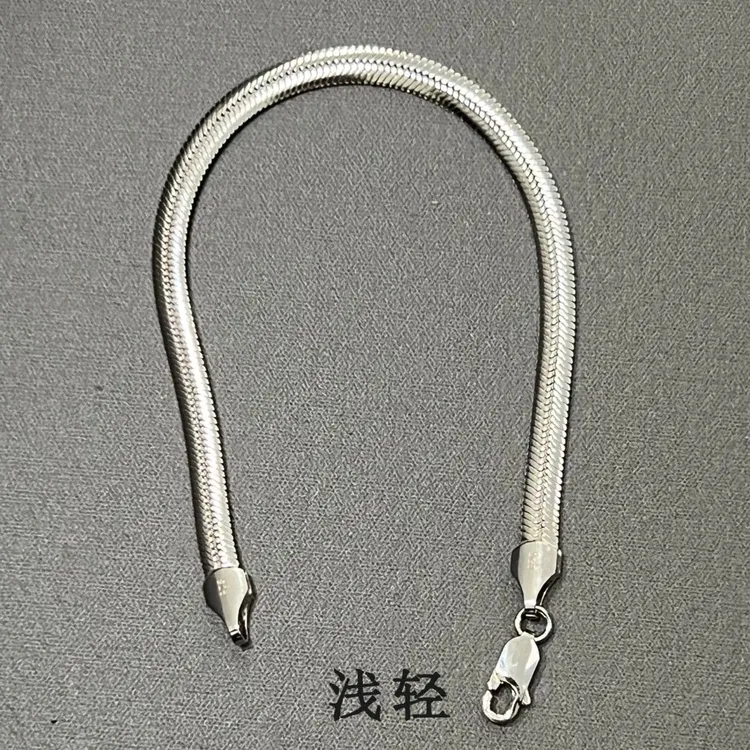 925银手链 软蛇骨手链时尚百搭白金色情侣复古欧美简约潮流个性男