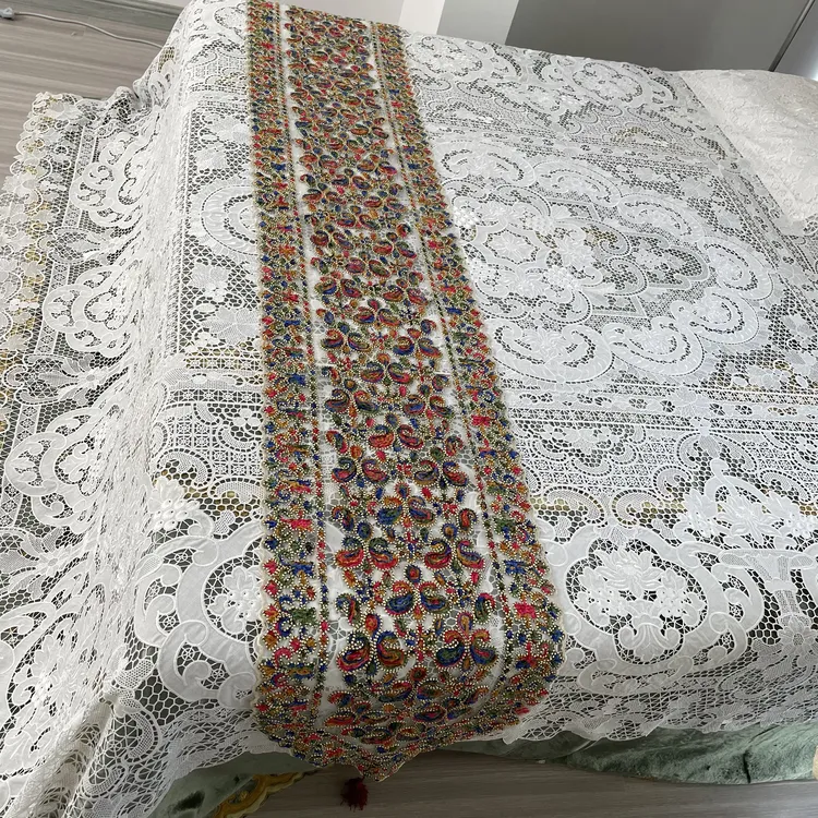 【新疆包邮】 金丝绒(40*150cm长方型）彩色绳绣长桌旗