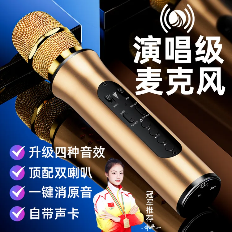 听声者无线蓝牙声卡麦克风话筒音响一体音效家庭户外通用全民唱歌