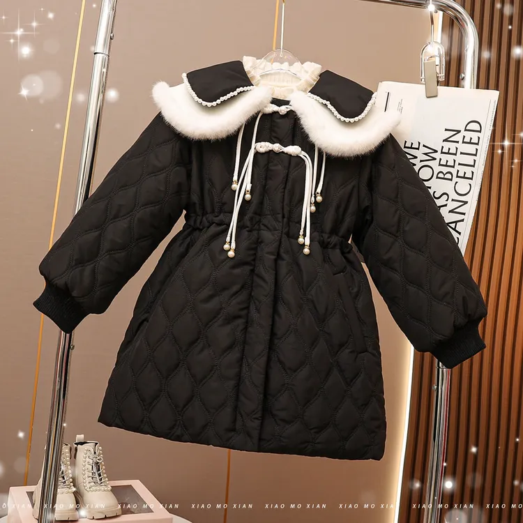 女童棉衣外套2024新款羽绒棉服过年秋冬装派克服中大童新年棉袄