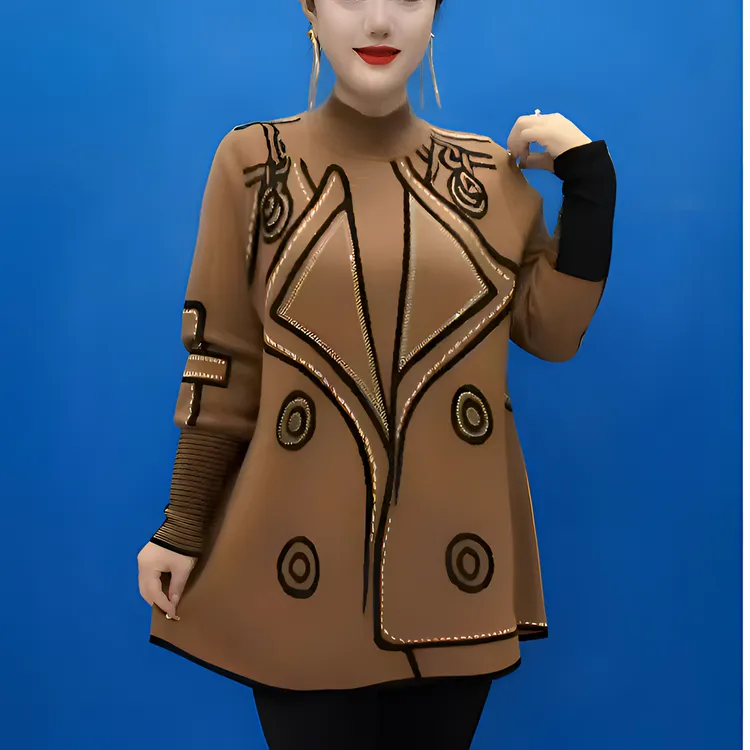 加厚中长款毛衣2025冬季新款时尚女高档复古简约大码保暖针织衫