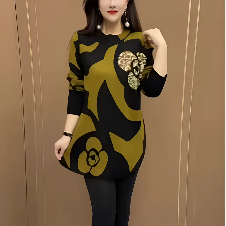 2025冬新款时髦轻奢中长款妈妈装洋气减龄毛衣加厚保暖外穿打底衫