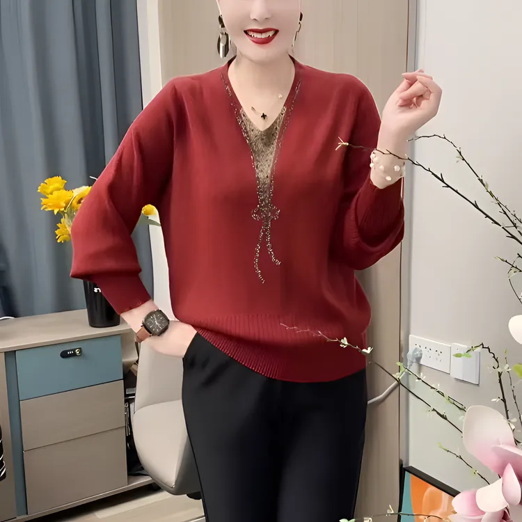春季新款时尚妈妈休闲外穿打底衫高档洋气遮肉遮肚显瘦气质针织衫