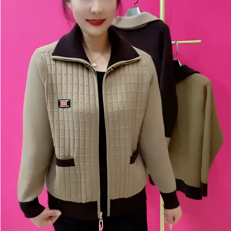 2025秋冬季新款洋气百搭针织衫高档气质时尚女POLO领轻奢宽松外套