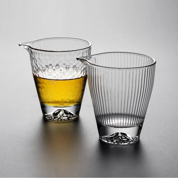 当代 过滤茶海耐热玻璃透明公杯加厚条纹公道杯防烫功夫茶具配件