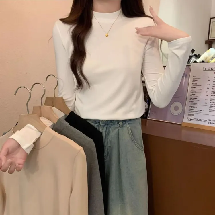 80-200斤德绒半高领微米绒大码打底衫女内搭长袖显瘦T恤秋冬保暖