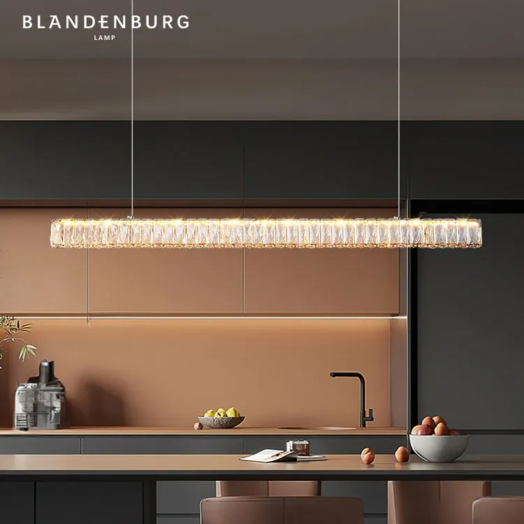 一字长条吊灯意式轻奢风吧台装饰水晶灯新款设计师创意艺术餐厅灯