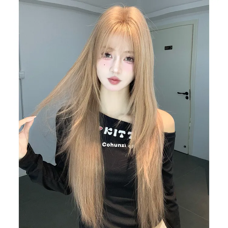 【提拉米苏cake】束朵层次精修假发女减龄粉棕色Lolita女团风全头套