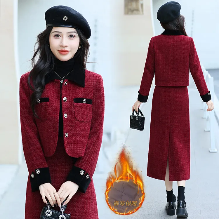 时尚加棉加厚休闲连衣裙女装2025年新款秋冬季小个子穿搭裙子