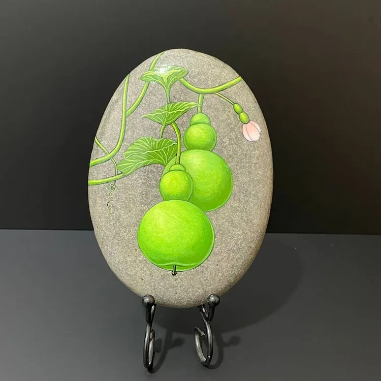 高端纯手绘防水不掉色丙烯石头画葫芦成品节日礼品精品纪念摆件