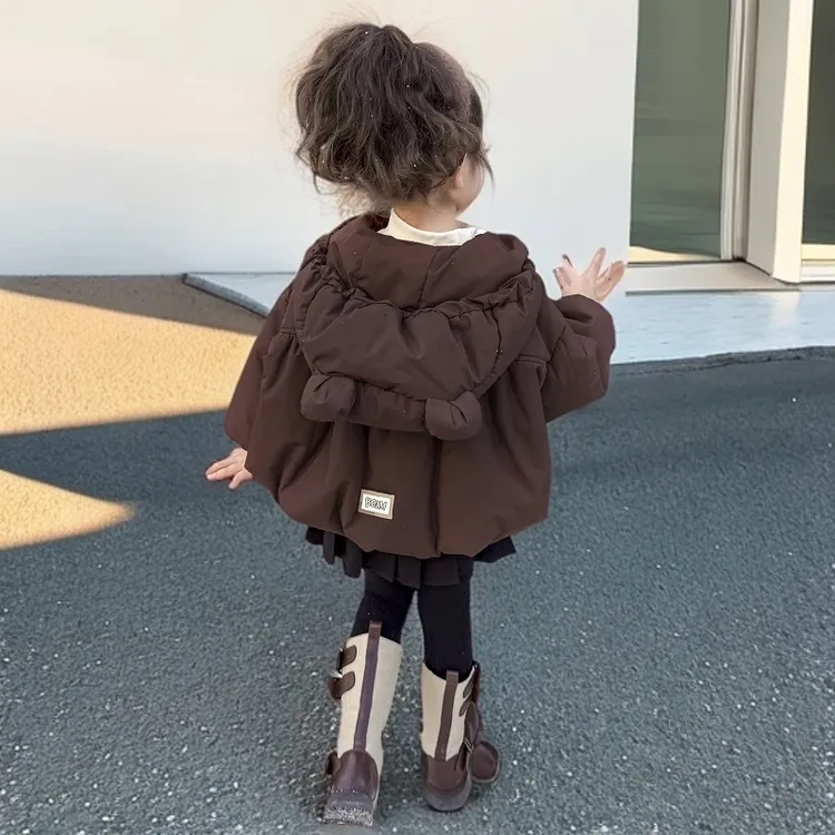 新款新品洋气女童外套2025冬季新款童装小熊耳朵棉衣儿童网红保暖