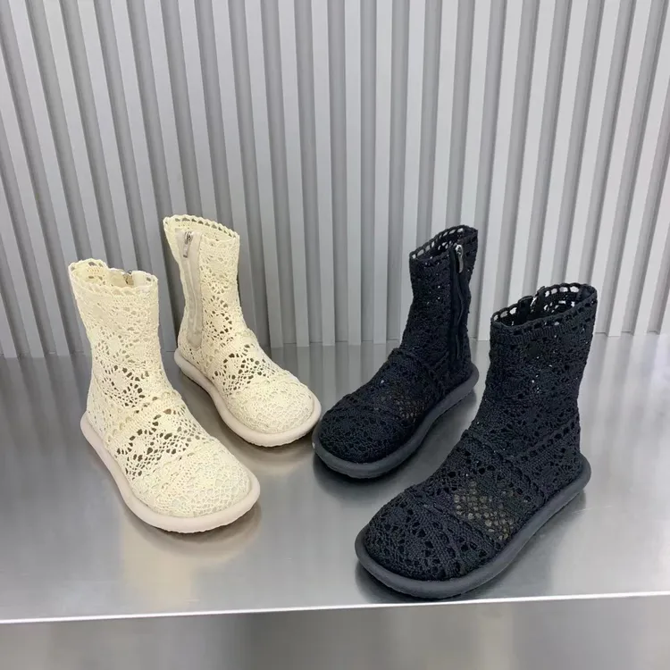 大码女鞋35-43码6077-6定制编织时尚百搭洋气减龄网面潮流休闲靴