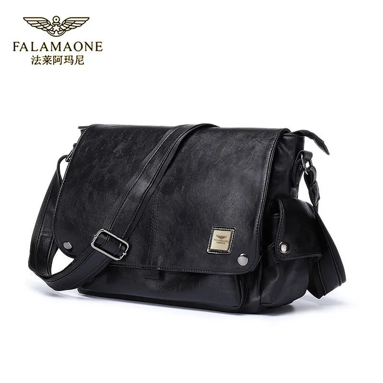 法莱阿玛尼正品单肩斜挎包男真皮质感男士背包休闲包潮新款邮差包