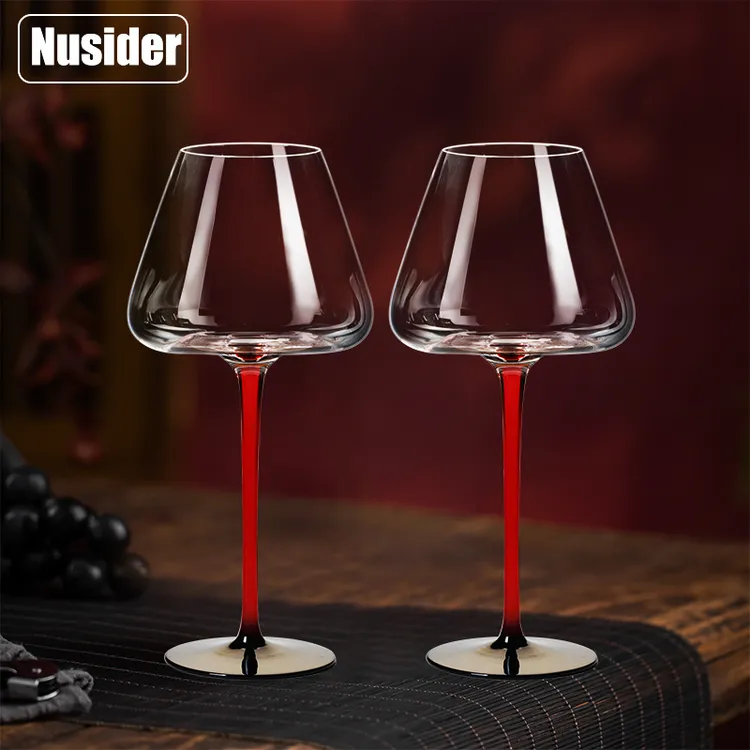 2只款轻奢手工水晶红领结红酒杯套装家用高脚葡萄酒杯大号