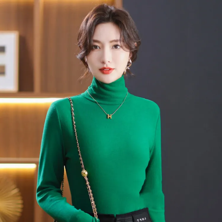 欧货洋气减龄双面澳绒安哥拉红高领打底衫女秋冬百搭气质修身内搭