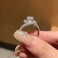 925银莫桑石戒指 【风暴之眼】经典时尚莫桑钻镶嵌求婚结婚婚戒