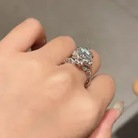 925银莫桑石戒指 【鸢尾花】经典时尚莫桑钻镶嵌求婚婚戒