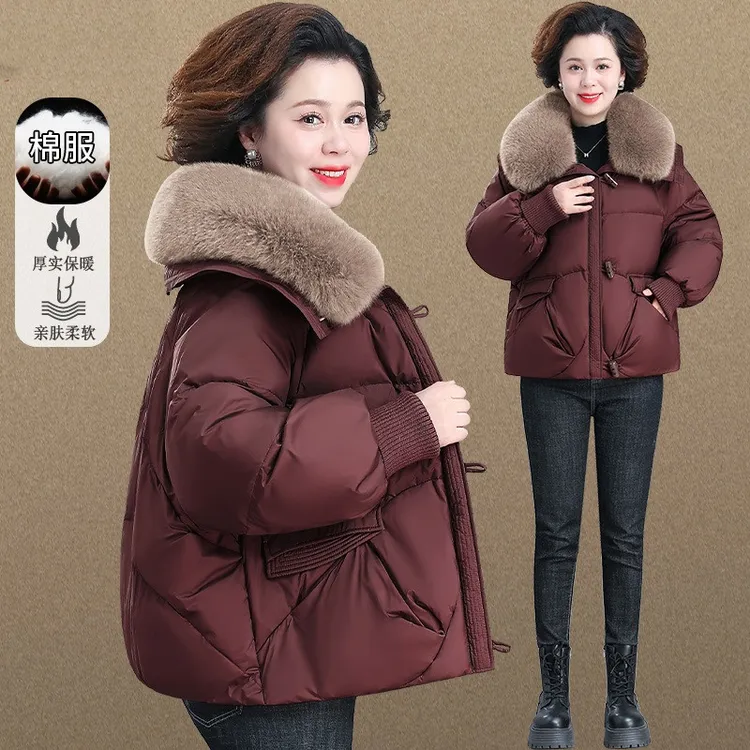 妈妈保暖棉袄冬季加厚洋气中老年棉衣女时尚高端中年妇女秋冬外套
