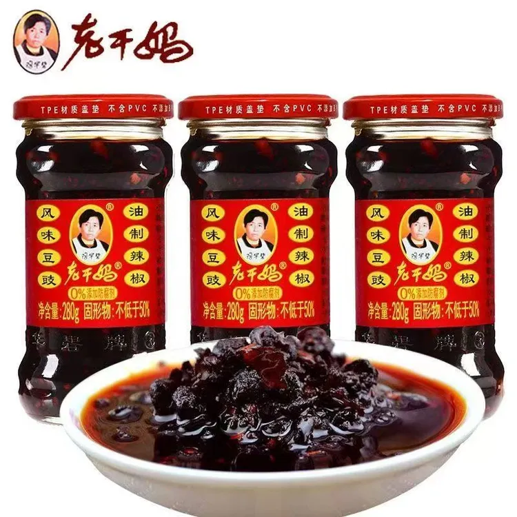 老干妈风味豆豉香辣280g瓶装正宗下饭辣椒贵州特产豆瓣酱油泼辣子