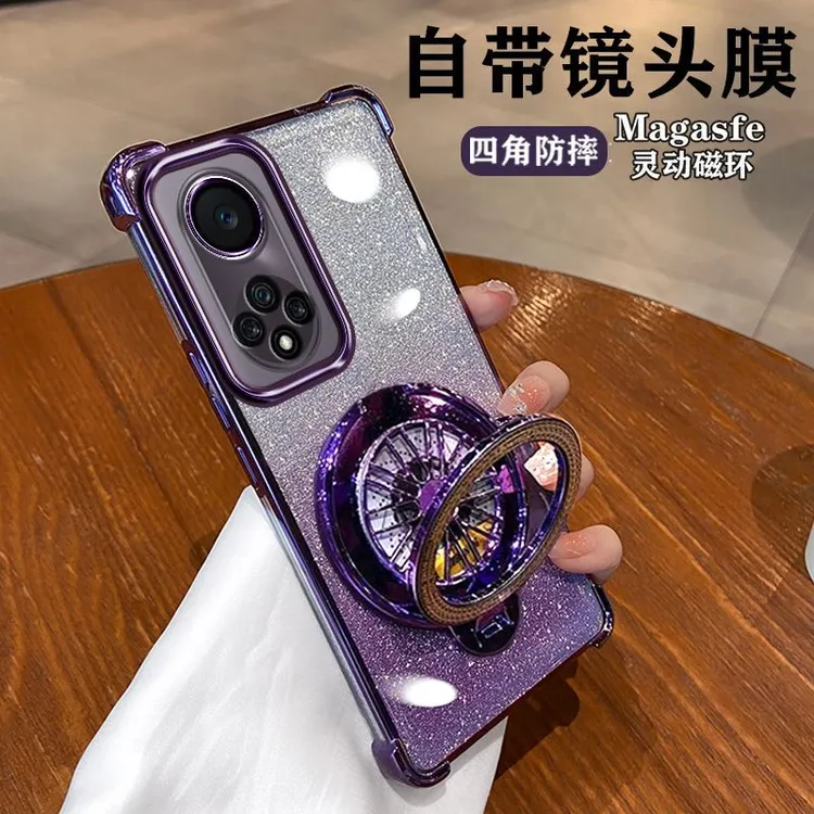 适用华为nova9手机壳nova9pro陀螺支架透明保护套5G四角气囊防摔.