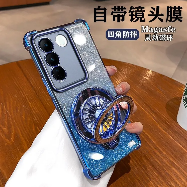 适用vivos16手机壳s16pro陀螺支架透明保护硅胶套四角气囊防摔软.