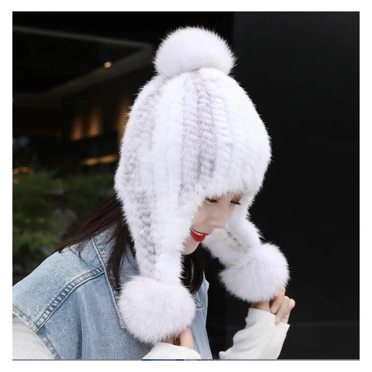 水貂帽长护耳帽子水貂皮冬季保暖帽子女