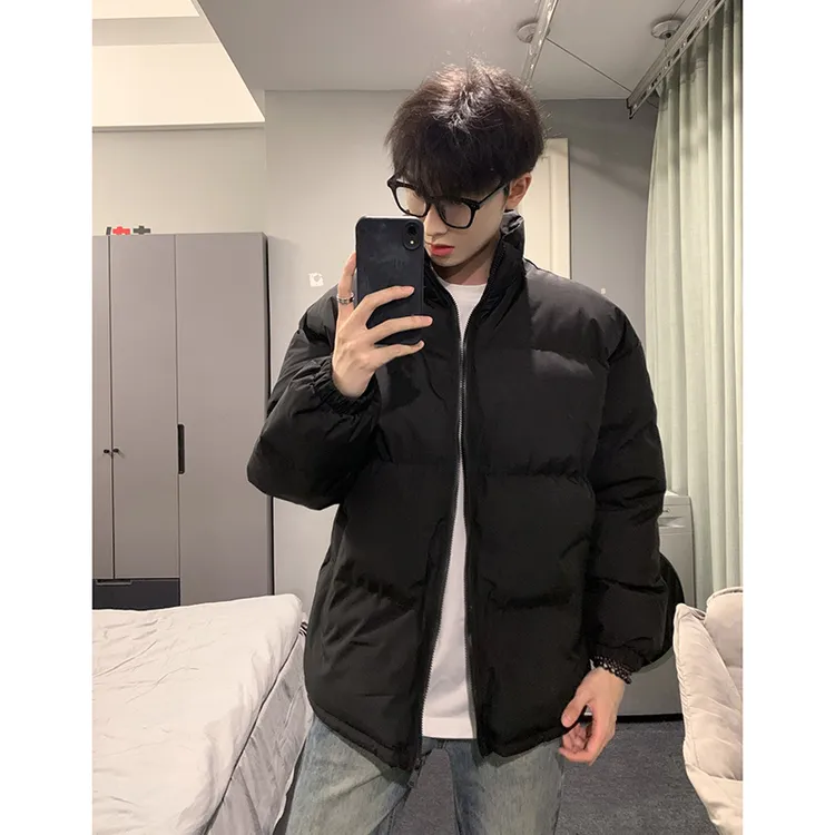 纯黑色cleanfit晋江棉服男冬季加厚美式外套潮牌基础款面包服棉衣