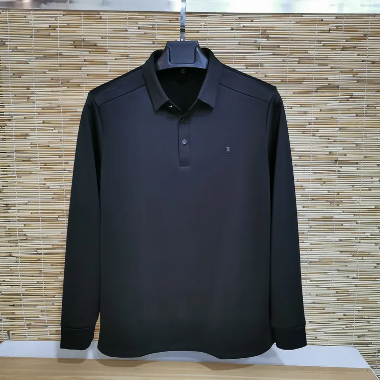 秋冬新款简约大气男士长袖P加绒衫轻奢舒适衬衫