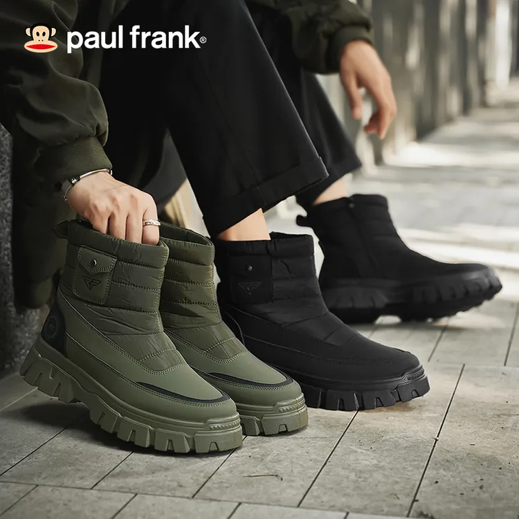 大嘴猴男鞋雪地靴2024冬季新款加绒加厚棉靴增高男士户外靴防水