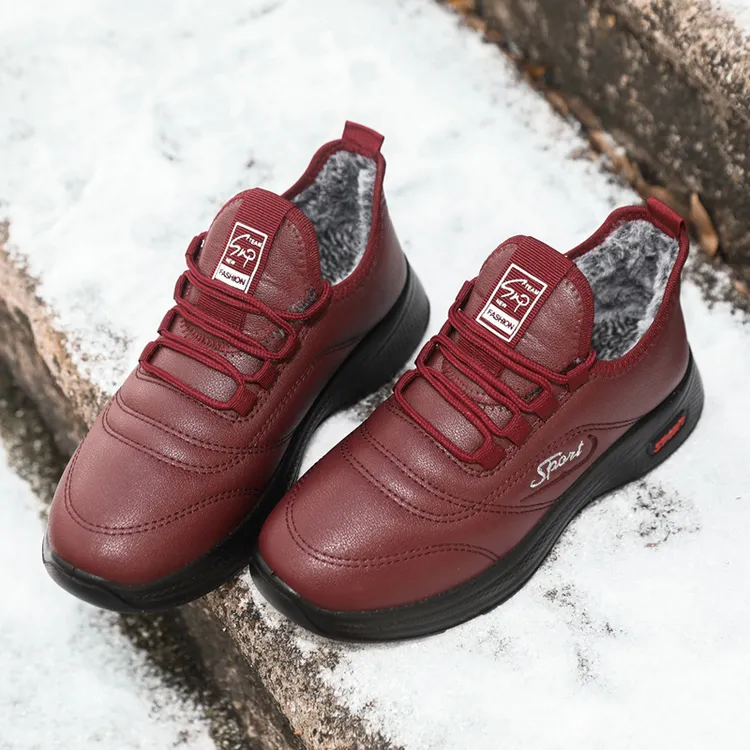 加绒加厚中老年男女同款爸爸妈妈鞋保暖防滑男鞋时尚休闲棉鞋女鞋