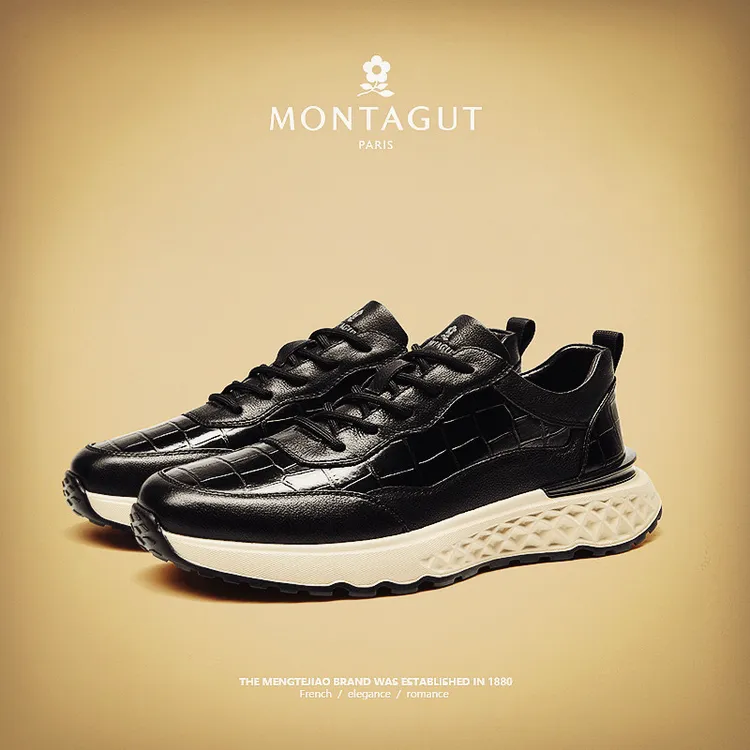 Montagut跑步鞋男鞋秋季2024新款休闲鞋时尚百搭透气运动潮鞋男士