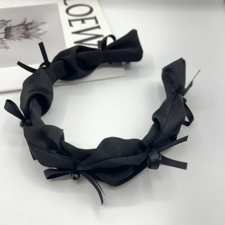 2024年黑色复古蝴蝶结洋气时尚百搭简约气质宽边小众发箍发夹韩版