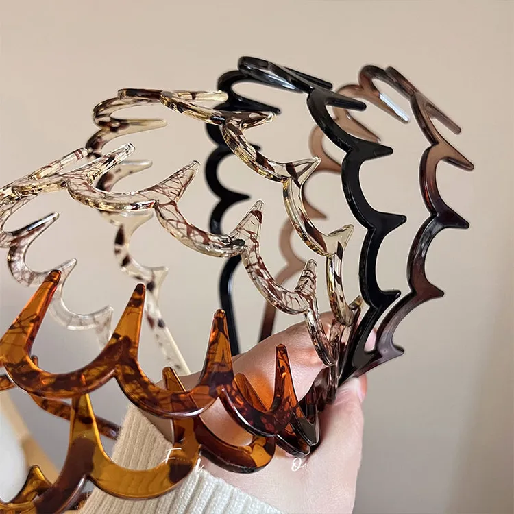 波浪发箍！甜美新款洗脸不卡头蓬松纹理感带齿梳防滑设计感发箍