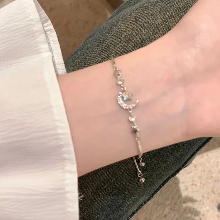 合金手链 星月手链女生新款锆石手串闺蜜手链轻奢小众精致手饰品