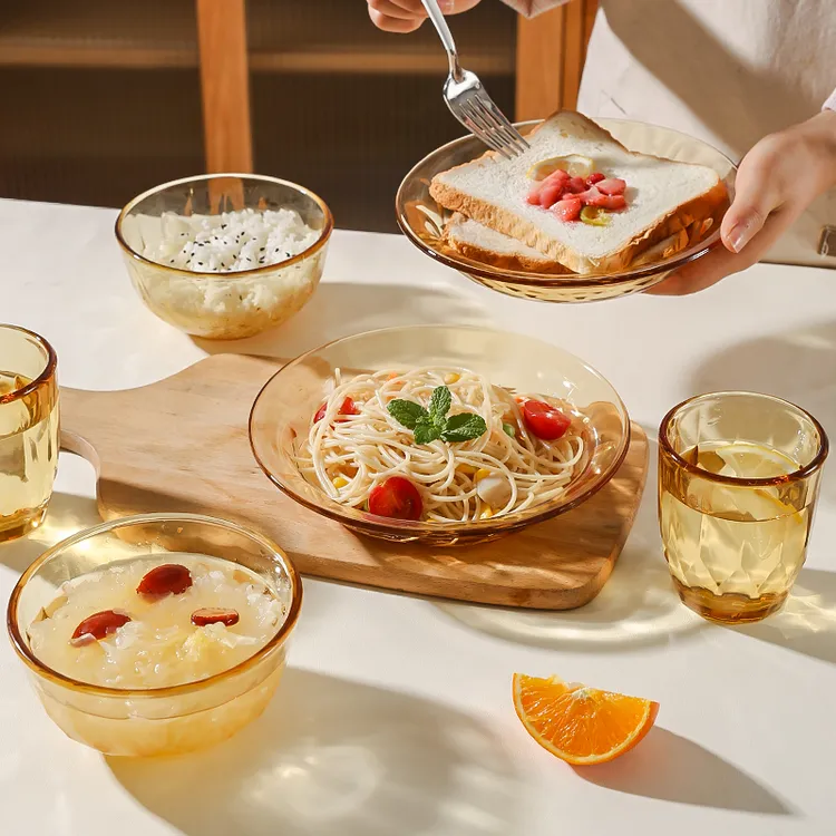 希乐扣钻石碗盘6件套 7.5英寸盘*2+米饭碗1450ml*2+水杯280ml*2