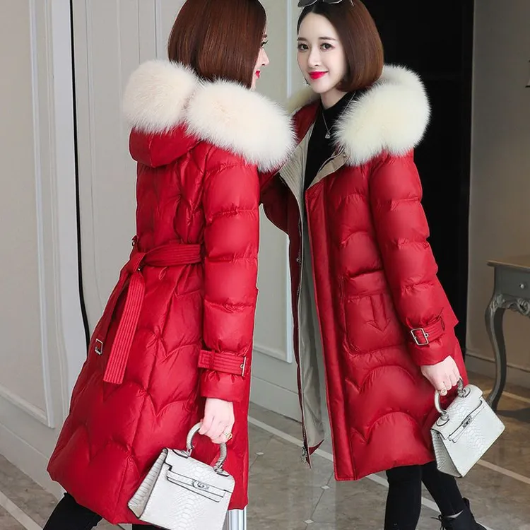 中长款加厚外套女款2025冬季新款高档狐狸大毛领气质超厚保暖显瘦