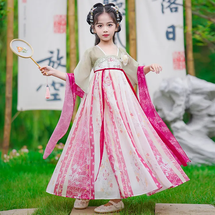 女童夏季汉服2025新款古风夏款小女孩中国风公主裙儿童唐装连衣裙
