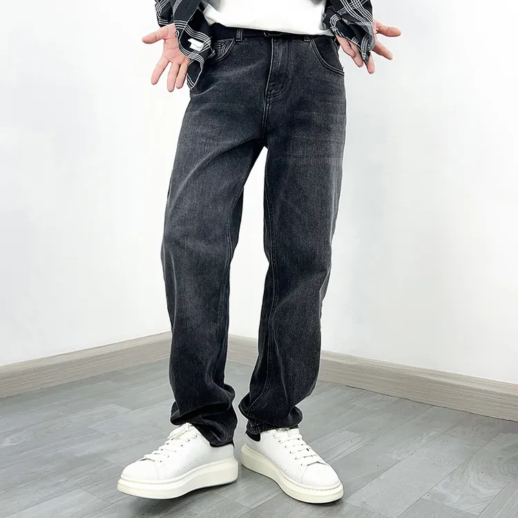 美式黑色牛仔裤男款春秋爆款潮牌宽松直筒水洗复古百搭休闲长裤子