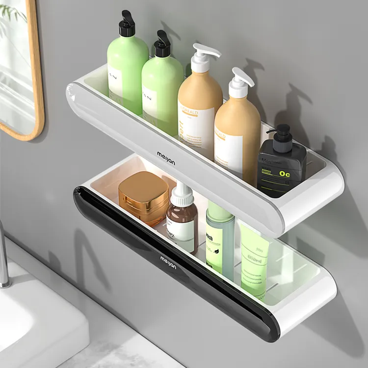 美简卫生间置物架浴室免打孔厕所洗漱台壁挂式洗手间毛巾收纳挂架