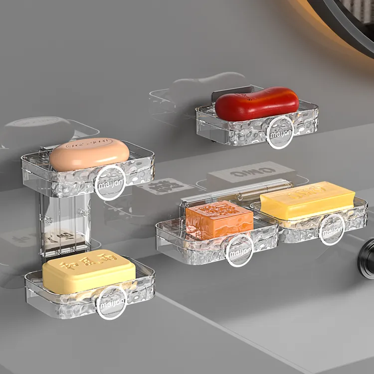 肥皂盒免打孔粘贴壁挂式双层沥水架家用卫生间浴室创意香皂置物架