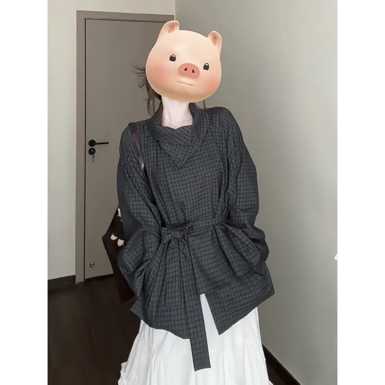 入秋一整套女装2024新款韩版英伦风格子风衣外套高腰半身裙两件套