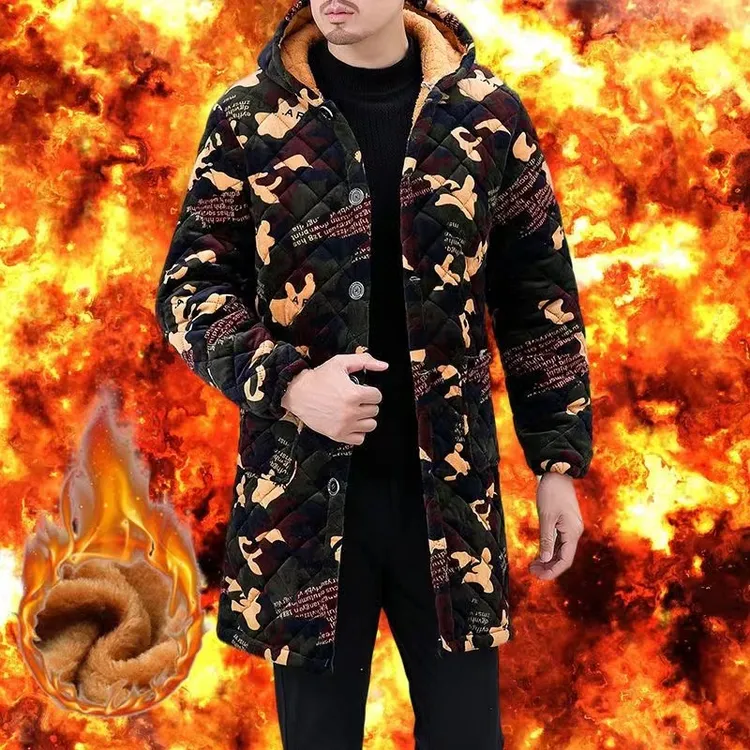 秋冬季男加绒外套加厚工作服棉衣大褂宽松大码罩衣棉服耐脏保暖