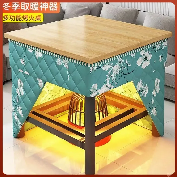 烤火桌可折叠家用多功能烤火架子四方形吃饭学习取暖打牌全套桌子