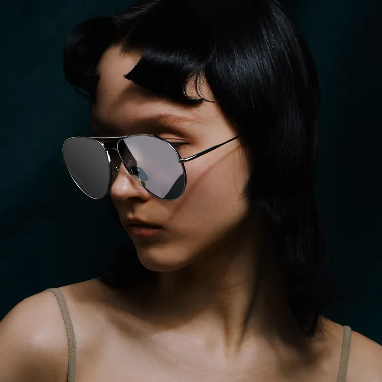 PROTAGO夏季时尚百搭银色纯钛飞行员防紫外线墨镜 Challis 12B2