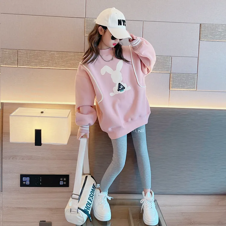 女童春秋装卫衣2025秋装新款儿童韩版洋气中大童秋冬加绒加厚上衣